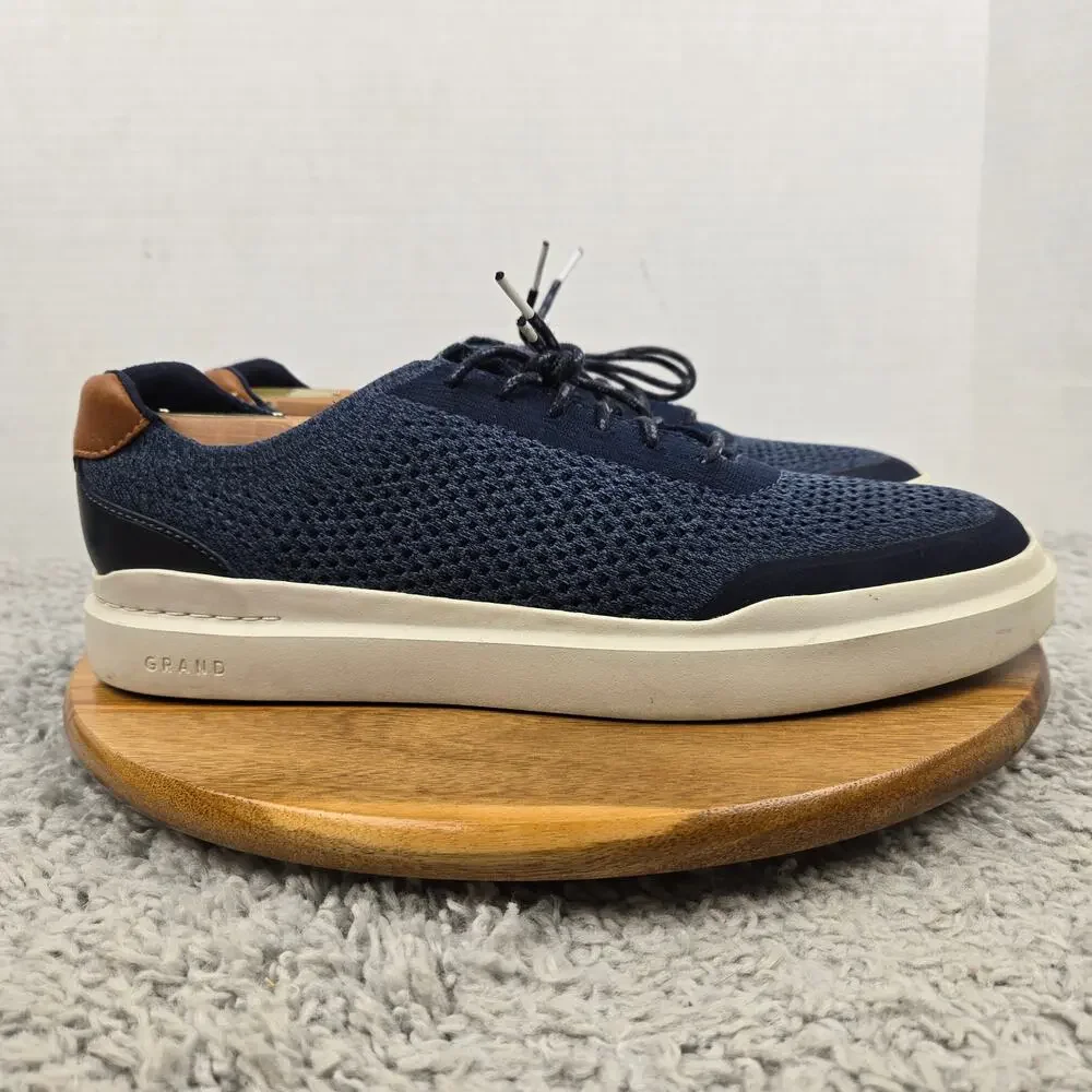 Cole Haan Mens 11.5M GrandPro Stitchlite Navy Blue Knit Casual Lace Up Sneaker
